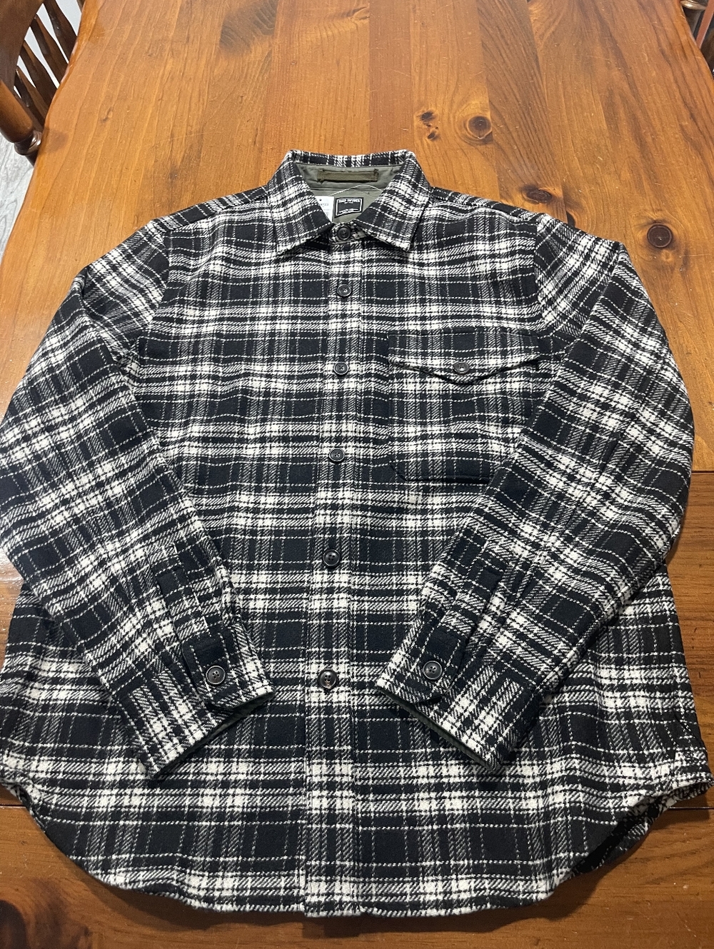 NWT TODD SNYDER‎ Mens Black Plaid Wool Overshirt Button Up Long Sleeve Size M